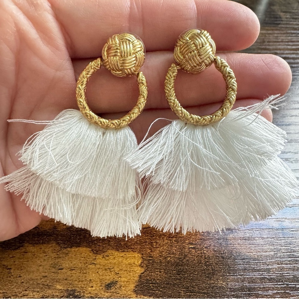For Love & Lemons‎ Loop Fringe Earrings Post Back